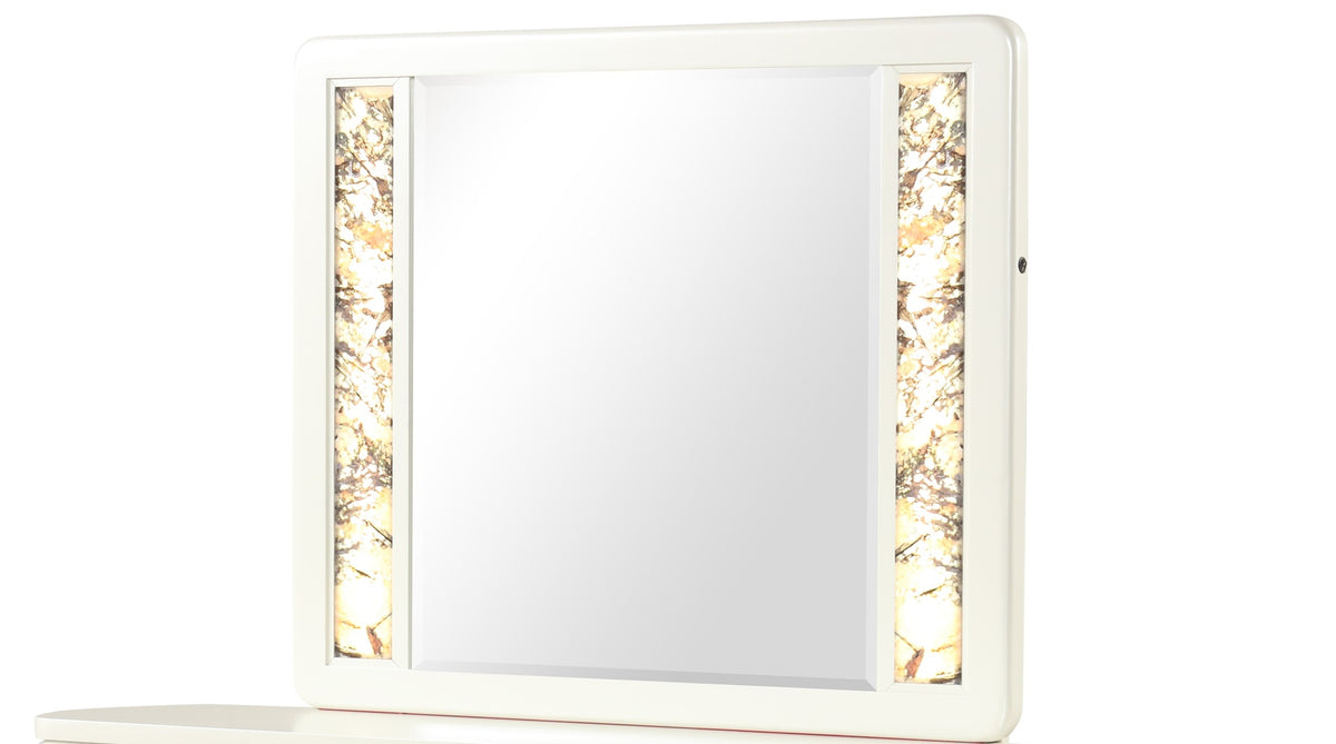 La Pierre Modern Style Mirror Made with Wood and Gold LED edges in Beige (INCLUDES MIRROR ONLY)  same as B009P270814 (CA inventory)