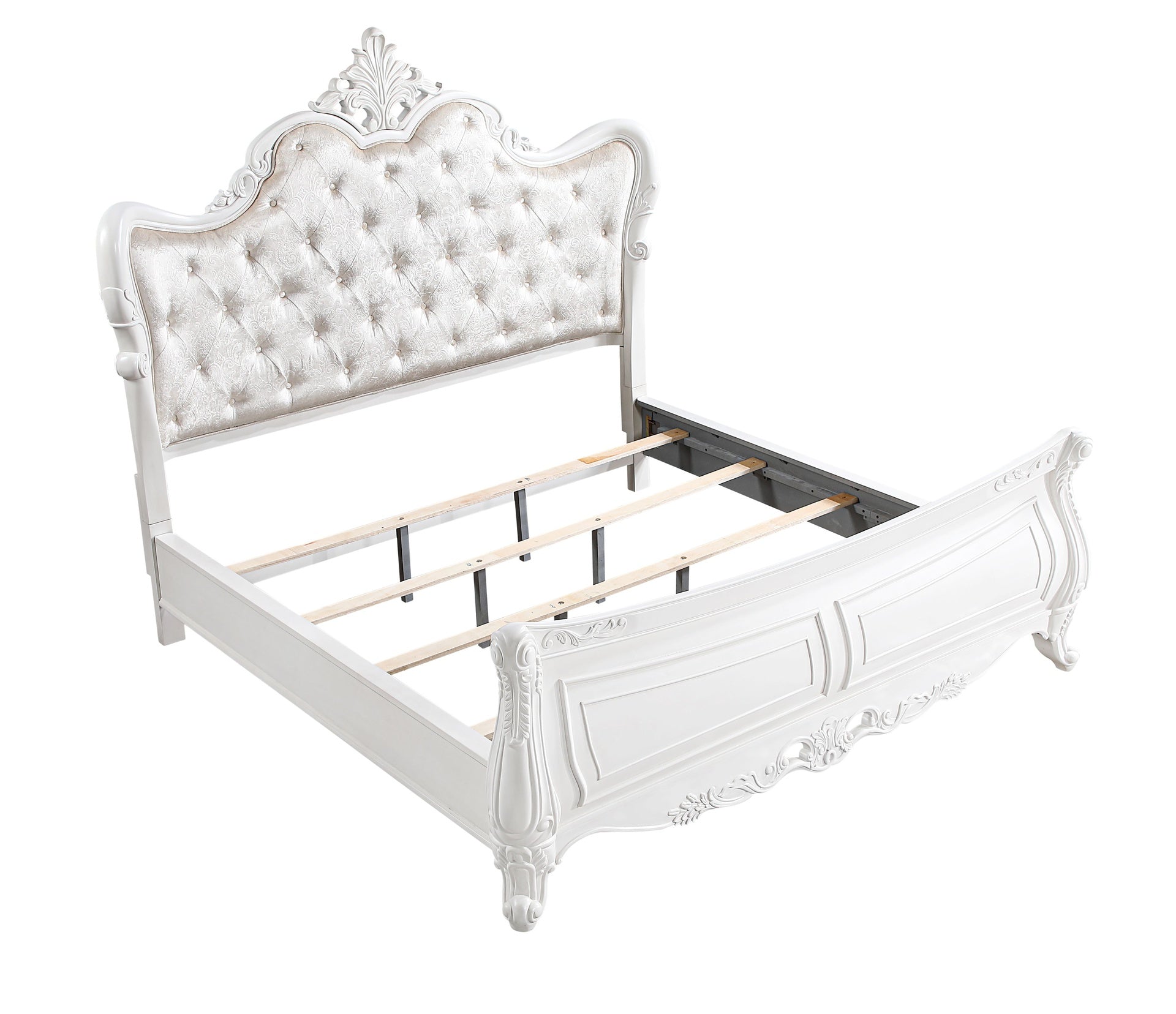 Opulence Modern Style King Bed Made with Wood in Pearl White