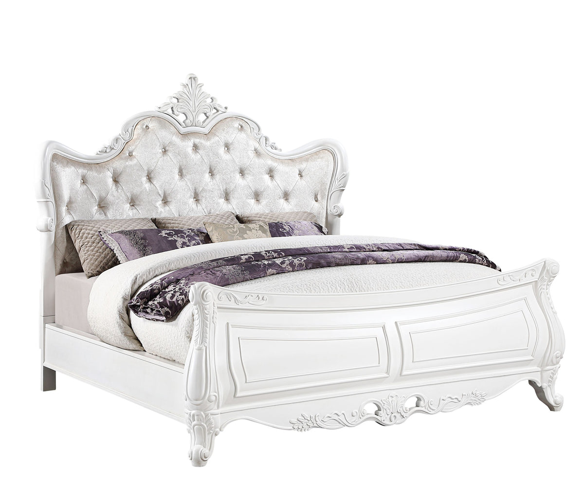 Opulence Modern Style King Bed Made with Wood in Pearl White