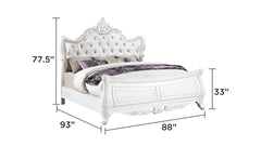 Opulence Modern Style King Bed Made with Wood in Pearl White