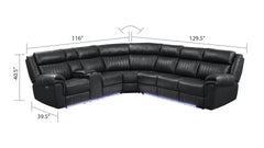 Modern Style Recliner Sectional Sofa made with Wood in Black