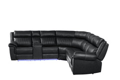 Modern Style Recliner Sectional Sofa made with Wood in Black