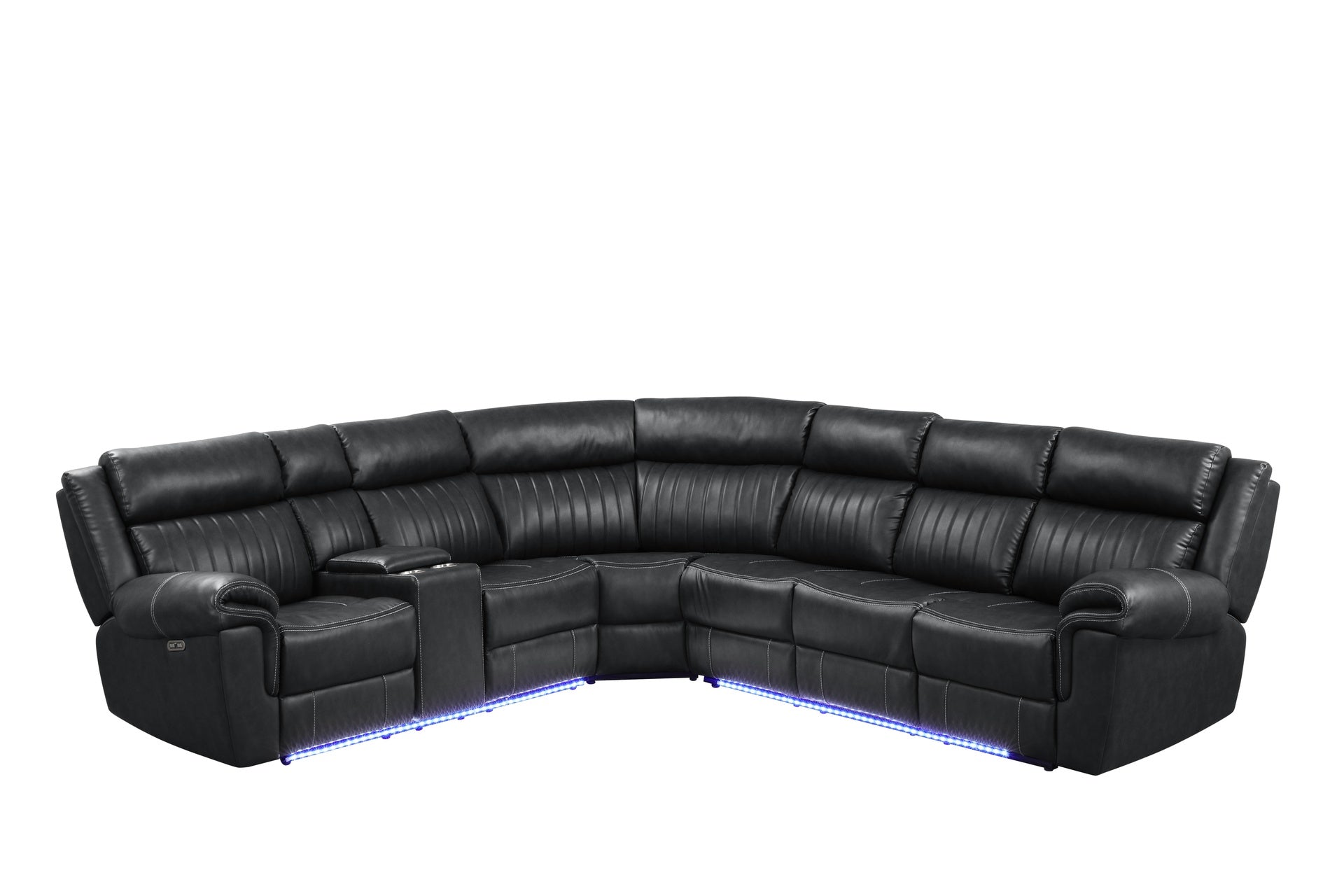 Modern Style Recliner Sectional Sofa made with Wood in Black