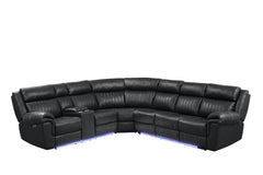 Modern Style Recliner Sectional Sofa made with Wood in Black