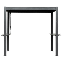 8x5 FT Grill Louvered Pergola for Outdoor Grill, Hardtop Grill Pergola with Built-in Gutter & Adjustable Rainproof Roof, Metal Shelter Gazebo for Patio Backyard Deck -Gray