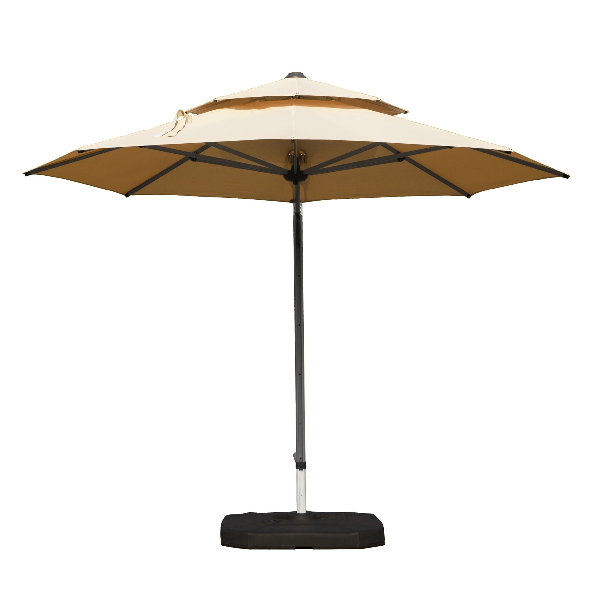 Round Cantilever Umbrella with Center Pole, Beige (Base Not Included)