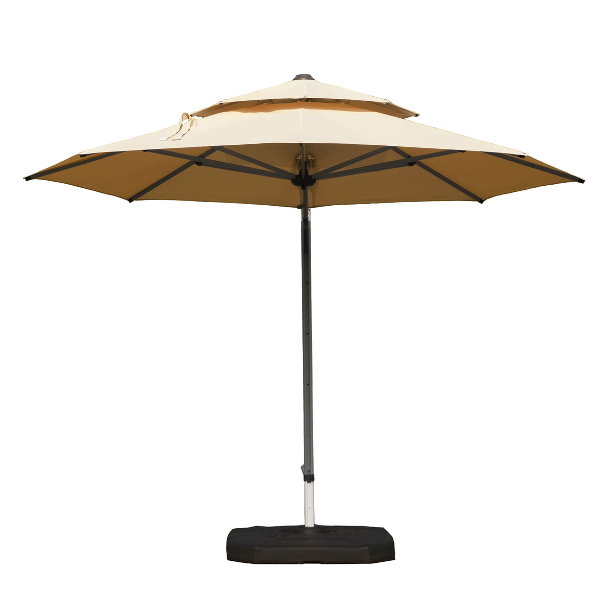 Round Cantilever Umbrella with Center Pole, Beige (Base Not Included)