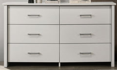 Seraphiel 57"W White 6-Drawer Dresser with Silver Handles