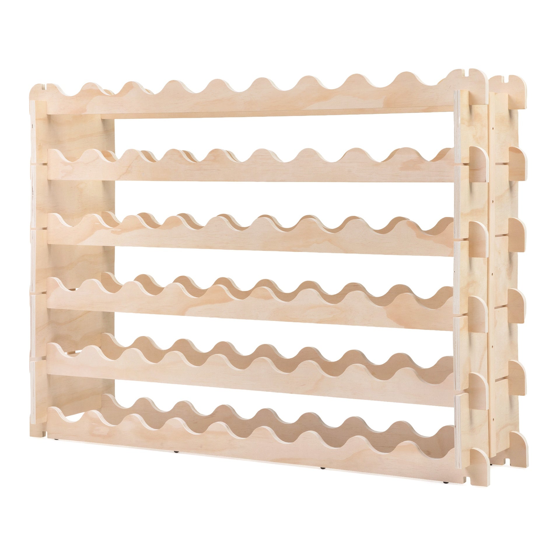54 Bottle Modular Wine Rack, Stackable Wine Storage Cube for Bar Cellar Kitchen Dining Room, Burlywood
