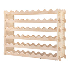 54 Bottle Modular Wine Rack, Stackable Wine Storage Cube for Bar Cellar Kitchen Dining Room, Burlywood
