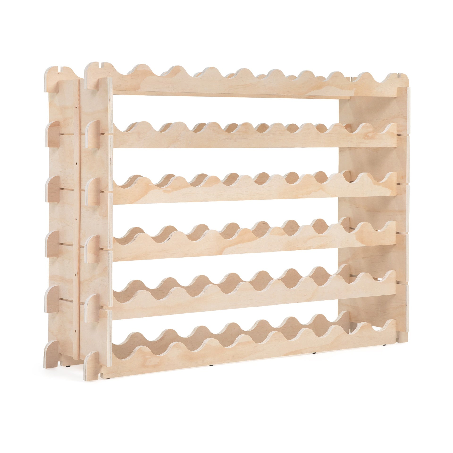 54 Bottle Modular Wine Rack, Stackable Wine Storage Cube for Bar Cellar Kitchen Dining Room, Burlywood