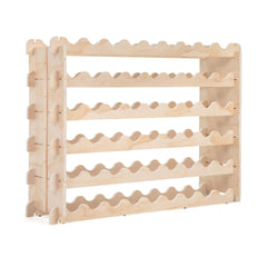 54 Bottle Modular Wine Rack, Stackable Wine Storage Cube for Bar Cellar Kitchen Dining Room, Burlywood