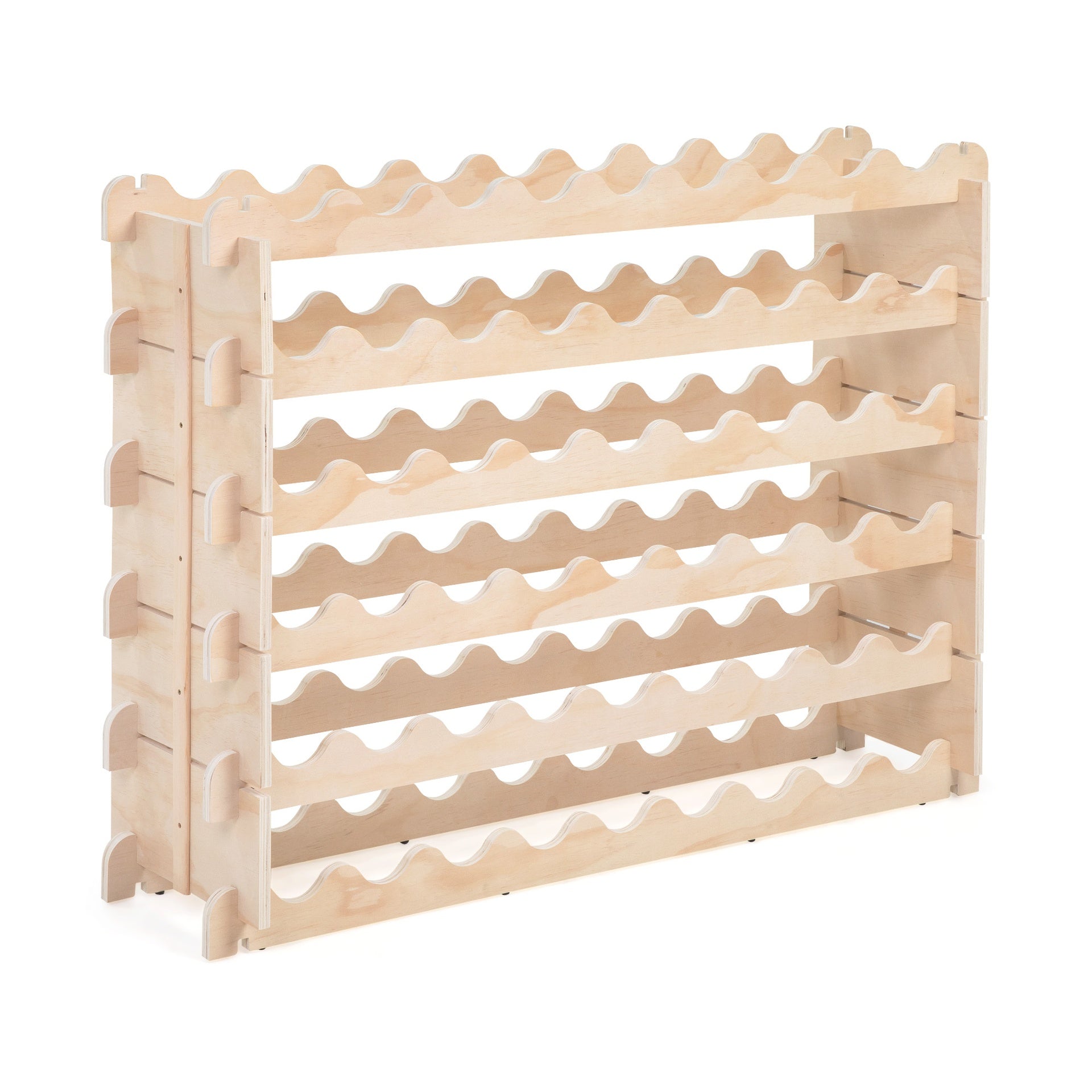54 Bottle Modular Wine Rack, Stackable Wine Storage Cube for Bar Cellar Kitchen Dining Room, Burlywood