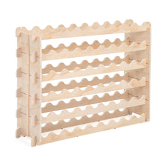 54 Bottle Modular Wine Rack, Stackable Wine Storage Cube for Bar Cellar Kitchen Dining Room, Burlywood