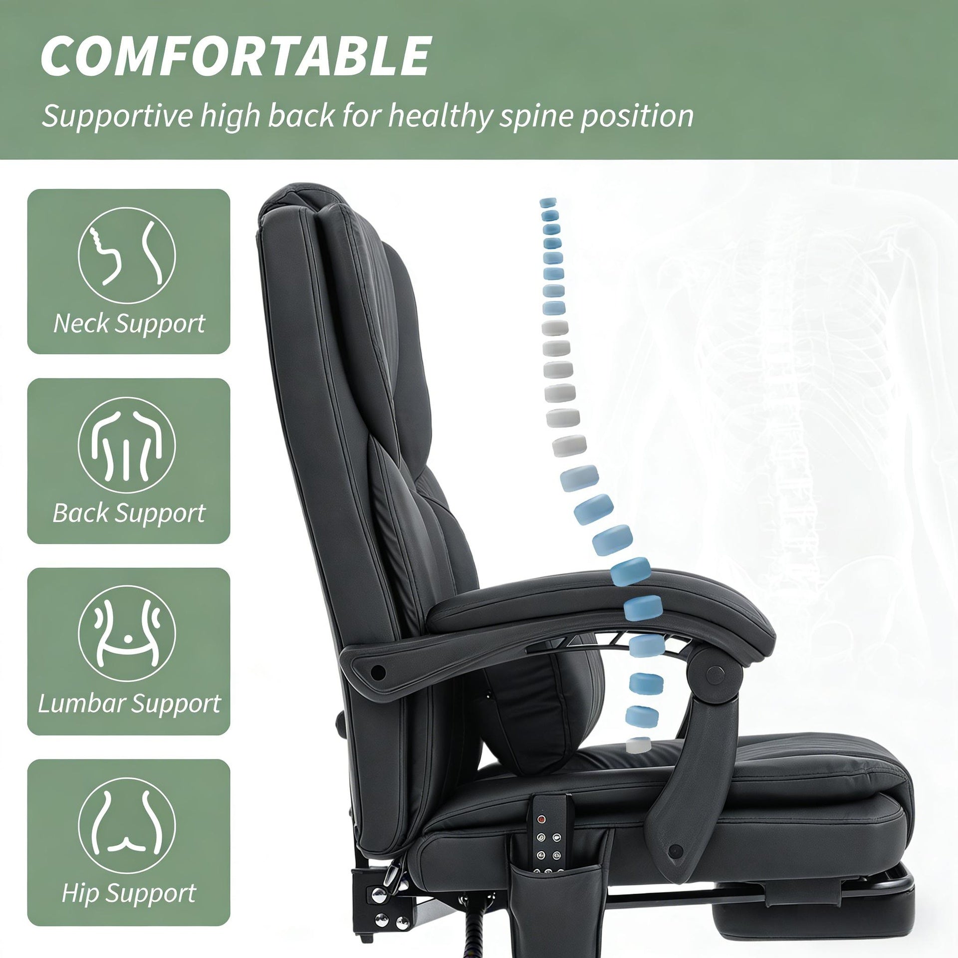 Faux Leather Massage Desk Chair,Office Chair,Reclining Chair