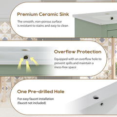 20 Inch Modern Small Bathroom Vanity Cabinet With Ceramic Basin- 20*14.5*33.3 Inches,Ample Storage,1 Soft Close Door