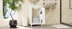 20 Inch Modern Small Bathroom Vanity Cabinet With Ceramic Basin- 20*14.5*33.3 Inches,Ample Storage,1 Soft-Close Door