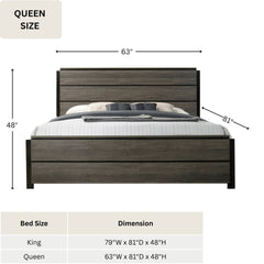 Ioana Antique Grey Finish Wood Bed Room Set, Queen Size Bed, Dresser, Mirror, Night Stand