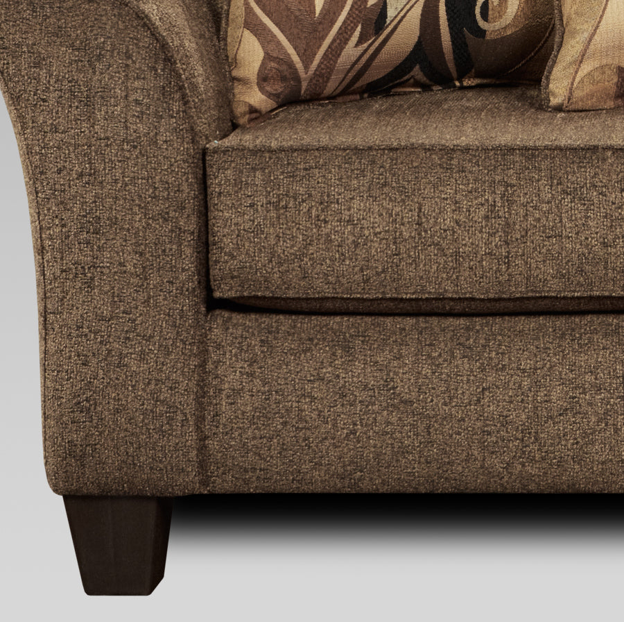Camero Fabric Pillowback 2-Piece Living Room Set, Sofa and Loveseat, Brown