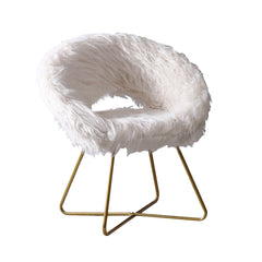 Slatina Faux Fur Upholstered Accent Chair, White