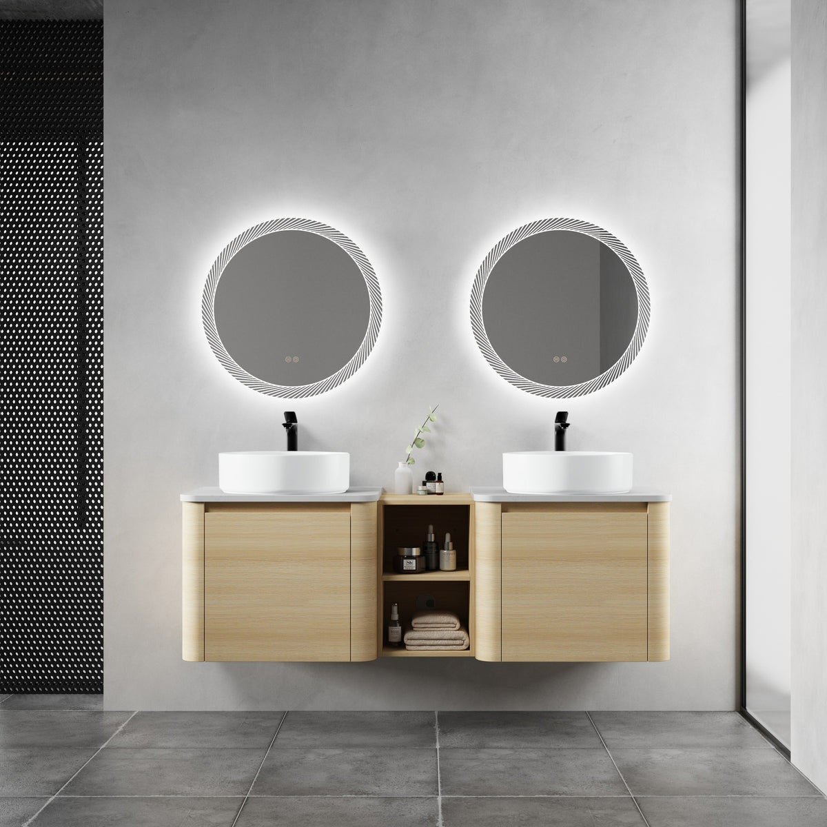 60'' Wall-Mounted Bathroom Vanity With Ceramic Art Sink, and 1-Storage Shelves, Soft-Close Door, KD-Packing, Plywood