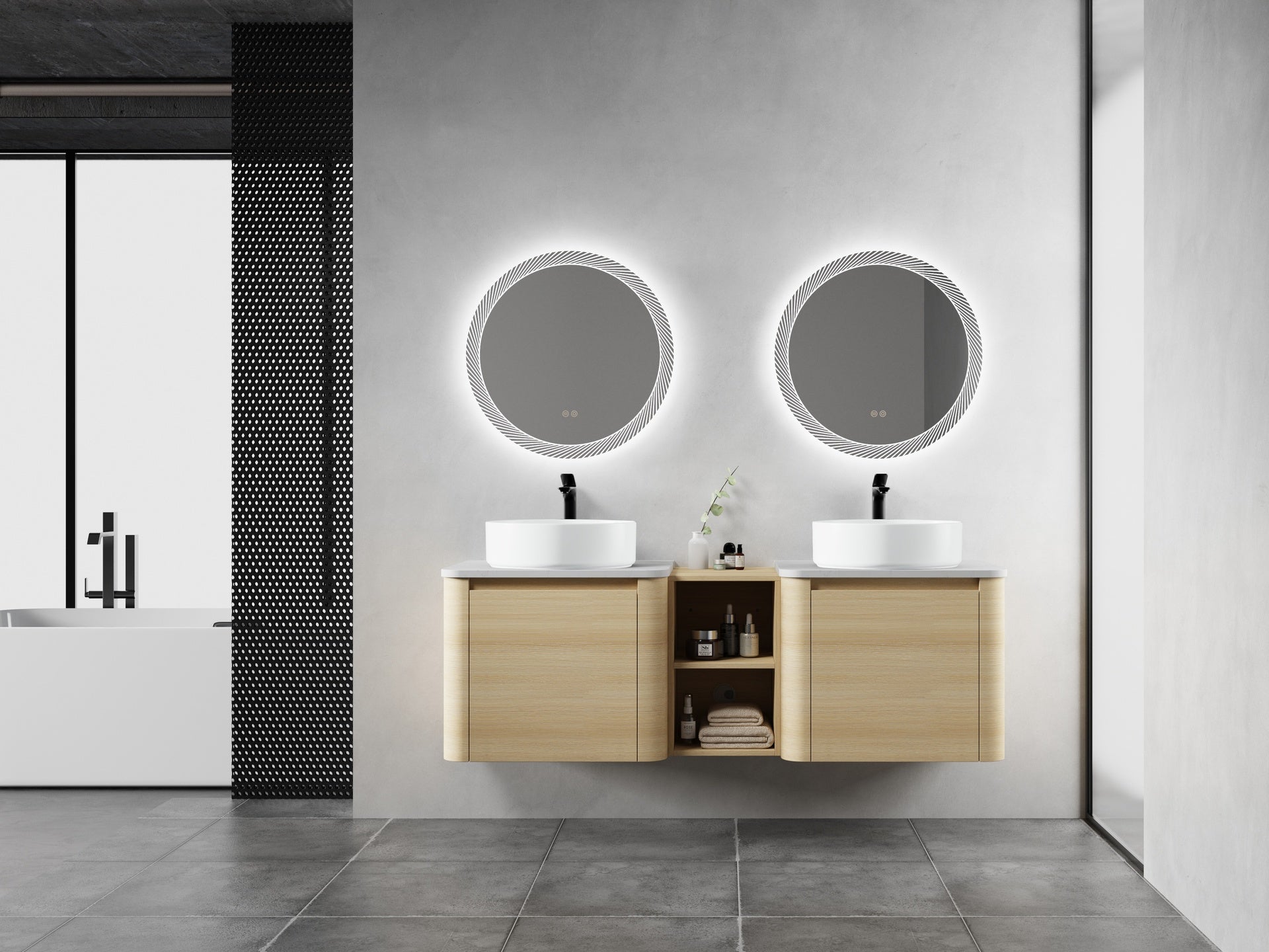 60'' Wall-Mounted Bathroom Vanity With Ceramic Art Sink, and 1-Storage Shelves, Soft-Close Door, KD-Packing, Plywood