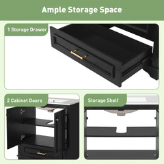 30" Luxurious Bathroom Vanity with Ceramic Sink, Bathroom Vanities Cabinet with 2 large Soft Closing Doors, Solid Wood Frame Bathroom Storage Cabinet