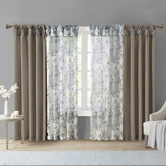 Twist Tab Lined Window Curtain Panel Pewter 50x95"