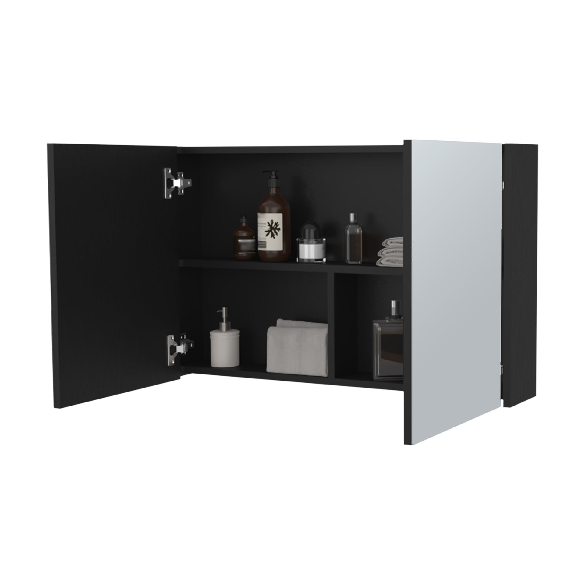 McNary Medicine Cabinet With Included Mirrors And 2 Doors, Black