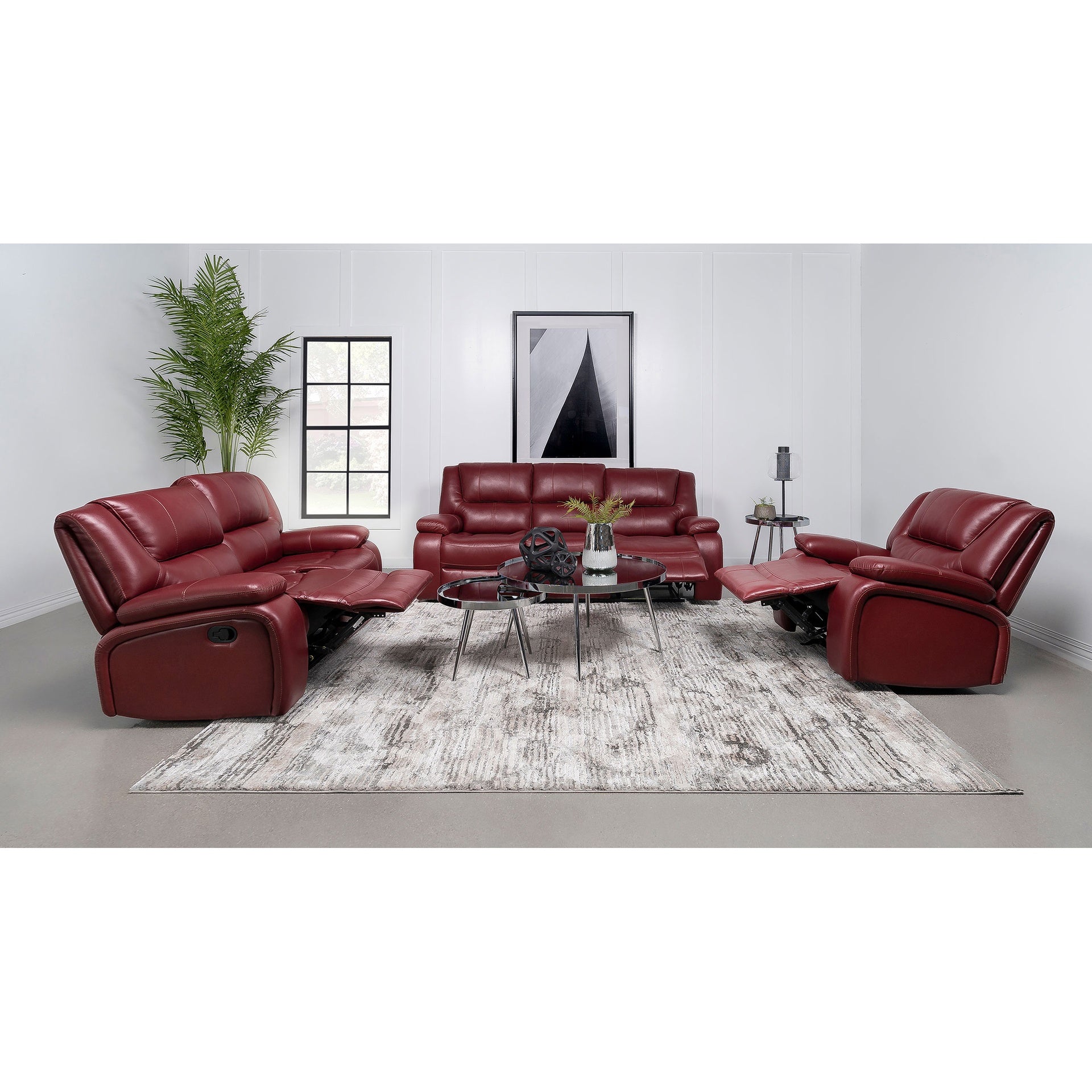 Elodie Red 3-Piece Reclining Sofa Set