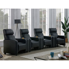 Warren Black Upholstered 4-seater Home Theater with 3 Wedge Consoles