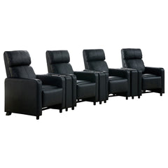 Warren Black Upholstered 4-seater Home Theater with 3 Wedge Consoles