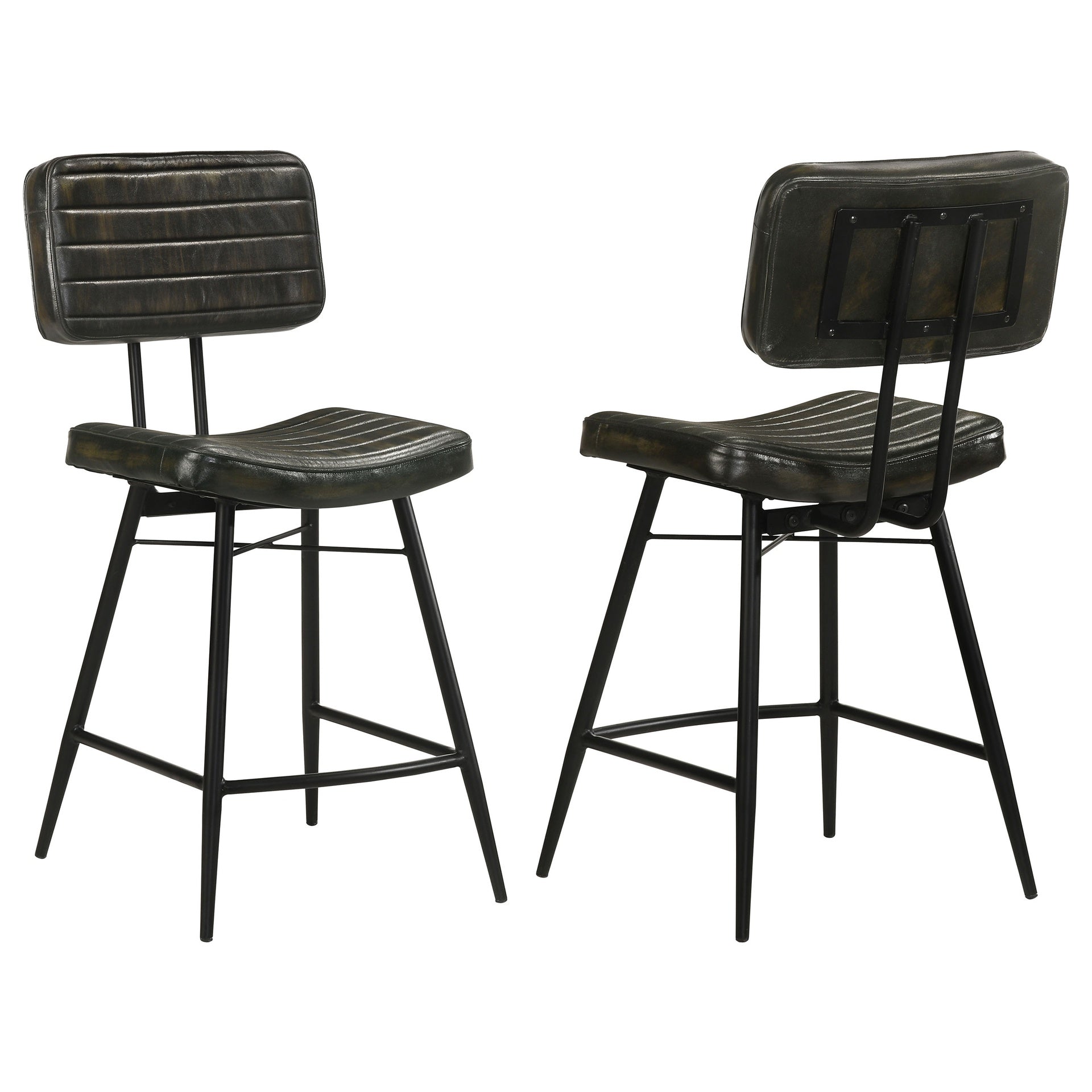 Senko Antique Espresso Upholstered Counter Chair with Metal Leg (Set of 2)