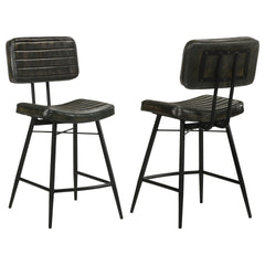 Senko Antique Espresso Upholstered Counter Chair with Metal Leg (Set of 2)