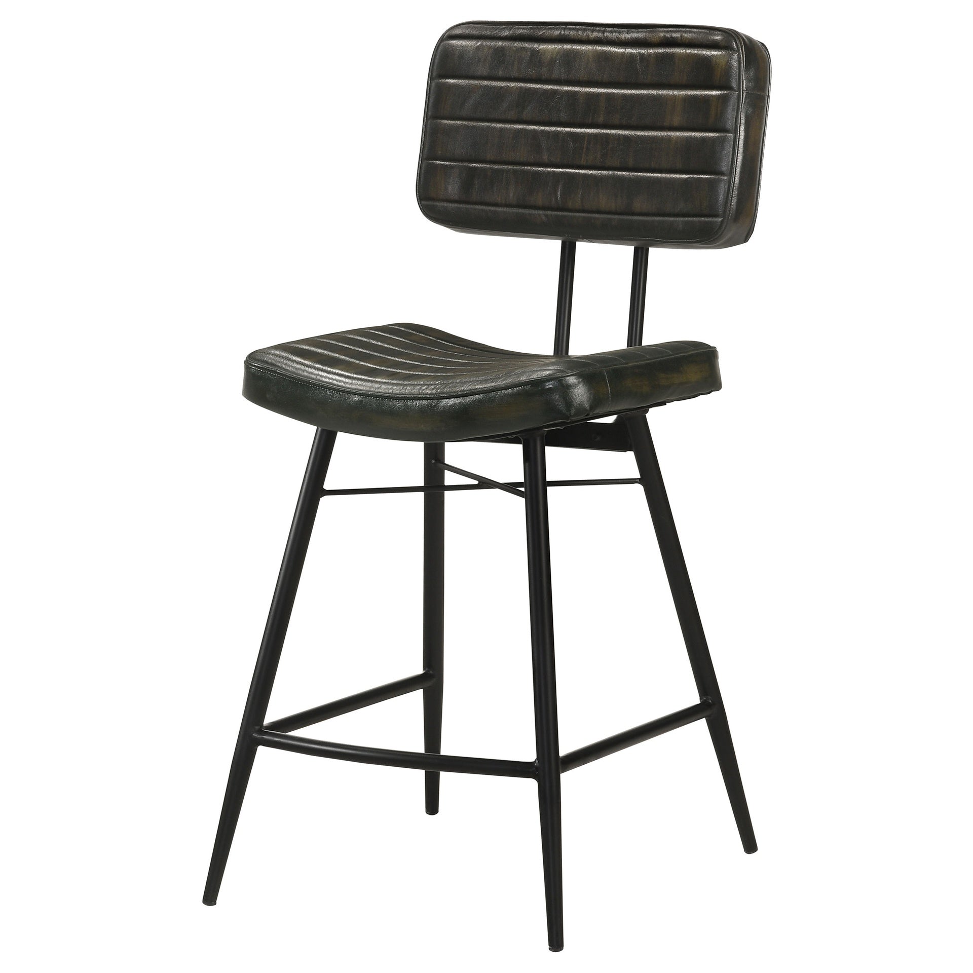Senko Antique Espresso Upholstered Counter Chair with Metal Leg (Set of 2)