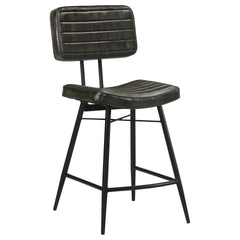 Senko Antique Espresso Upholstered Counter Chair with Metal Leg (Set of 2)