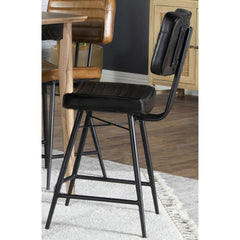 Senko Antique Espresso Upholstered Counter Chair with Metal Leg (Set of 2)