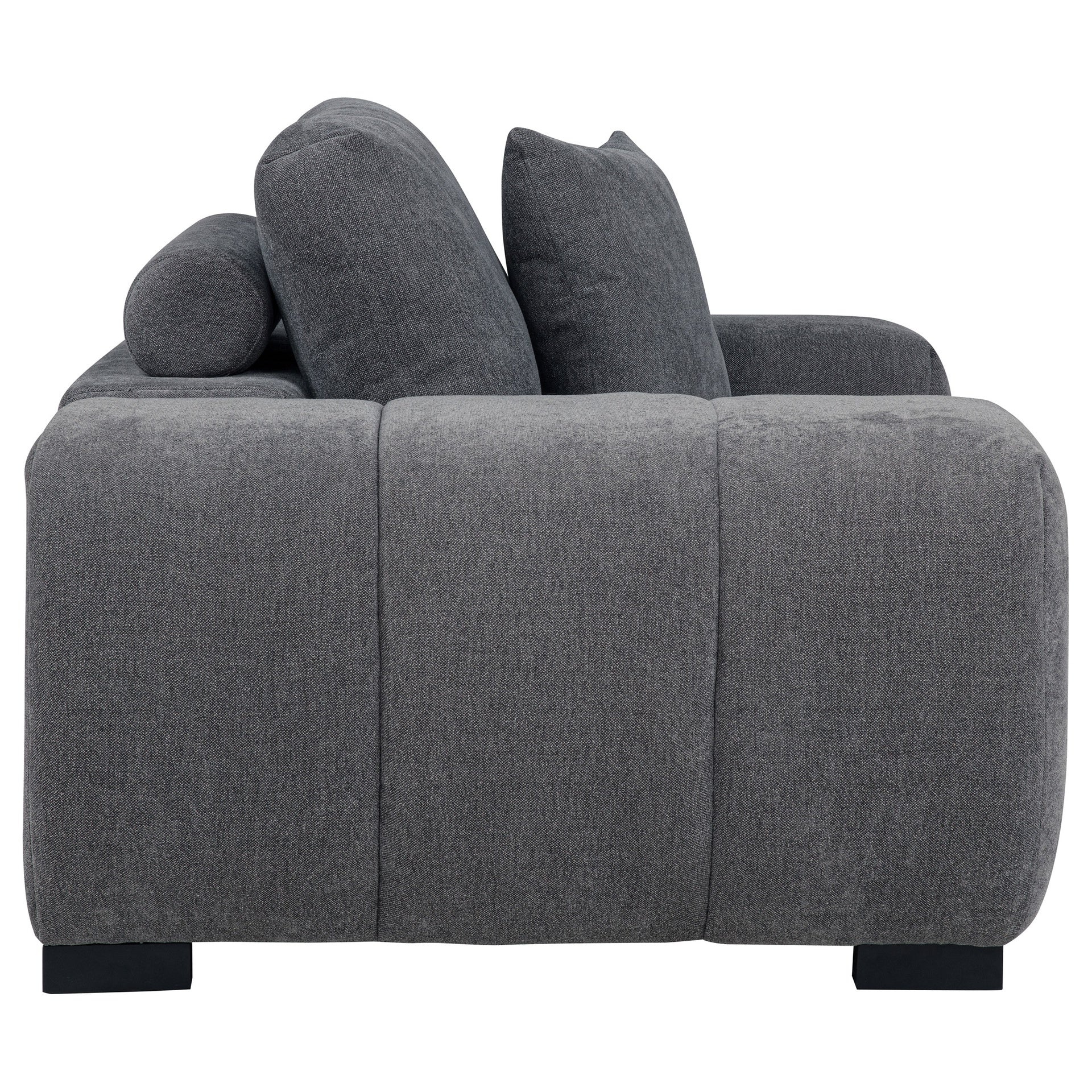 Plather Charcoal Grey Upholstered Track Arm Accent Chair