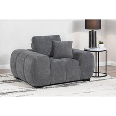 Plather Charcoal Grey Upholstered Track Arm Accent Chair