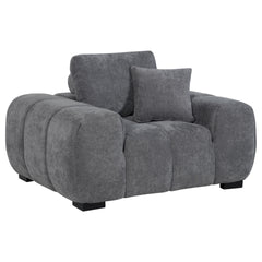 Plather Charcoal Grey Upholstered Track Arm Accent Chair