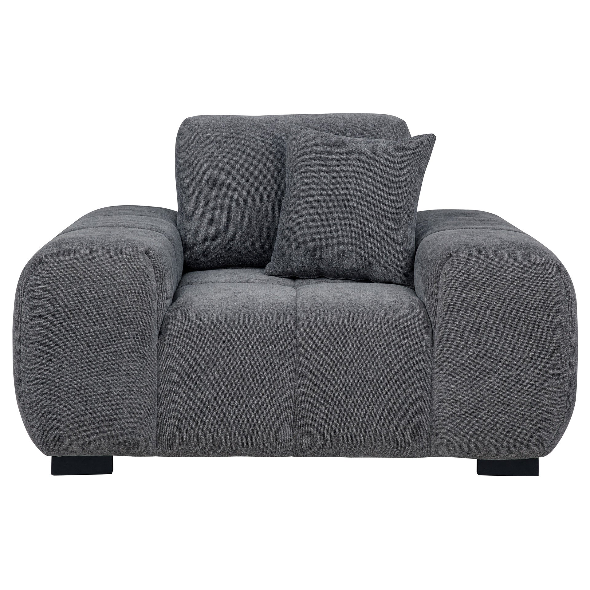 Plather Charcoal Grey Upholstered Track Arm Accent Chair