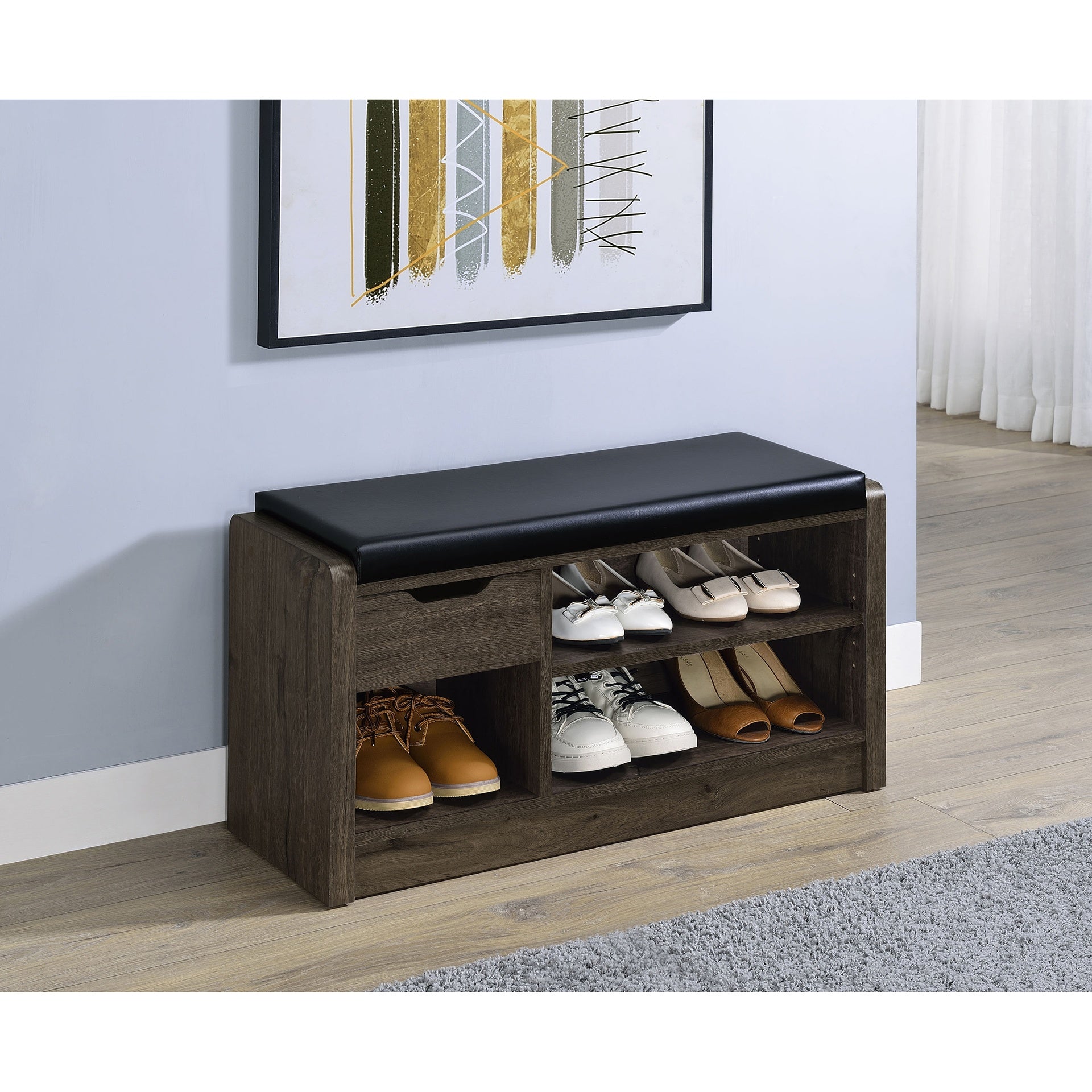 Astor Smoked Oak Open Shelf Storage Bench
