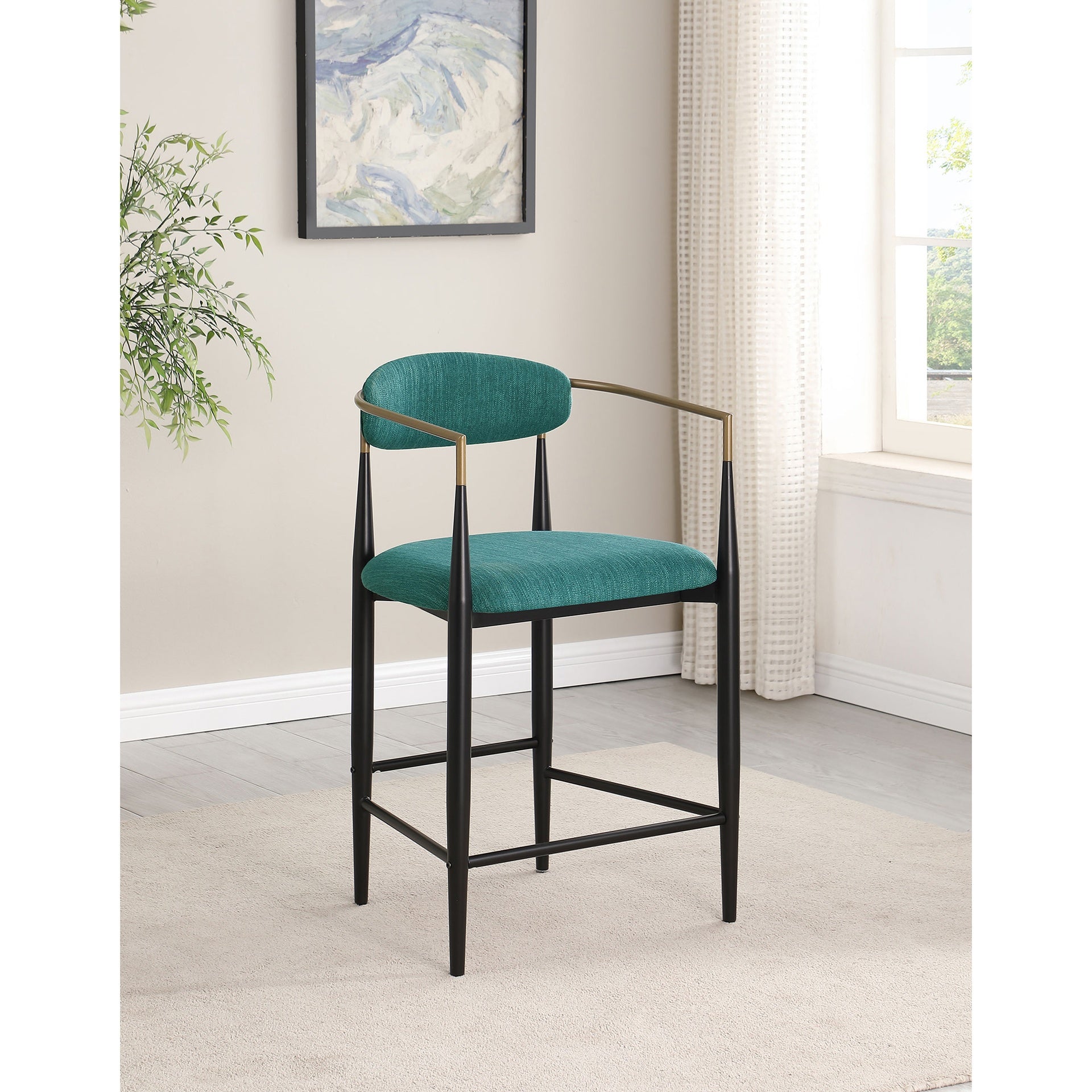 Renfroe Green Fabric Upholstered Counter Chair (Set of 2)