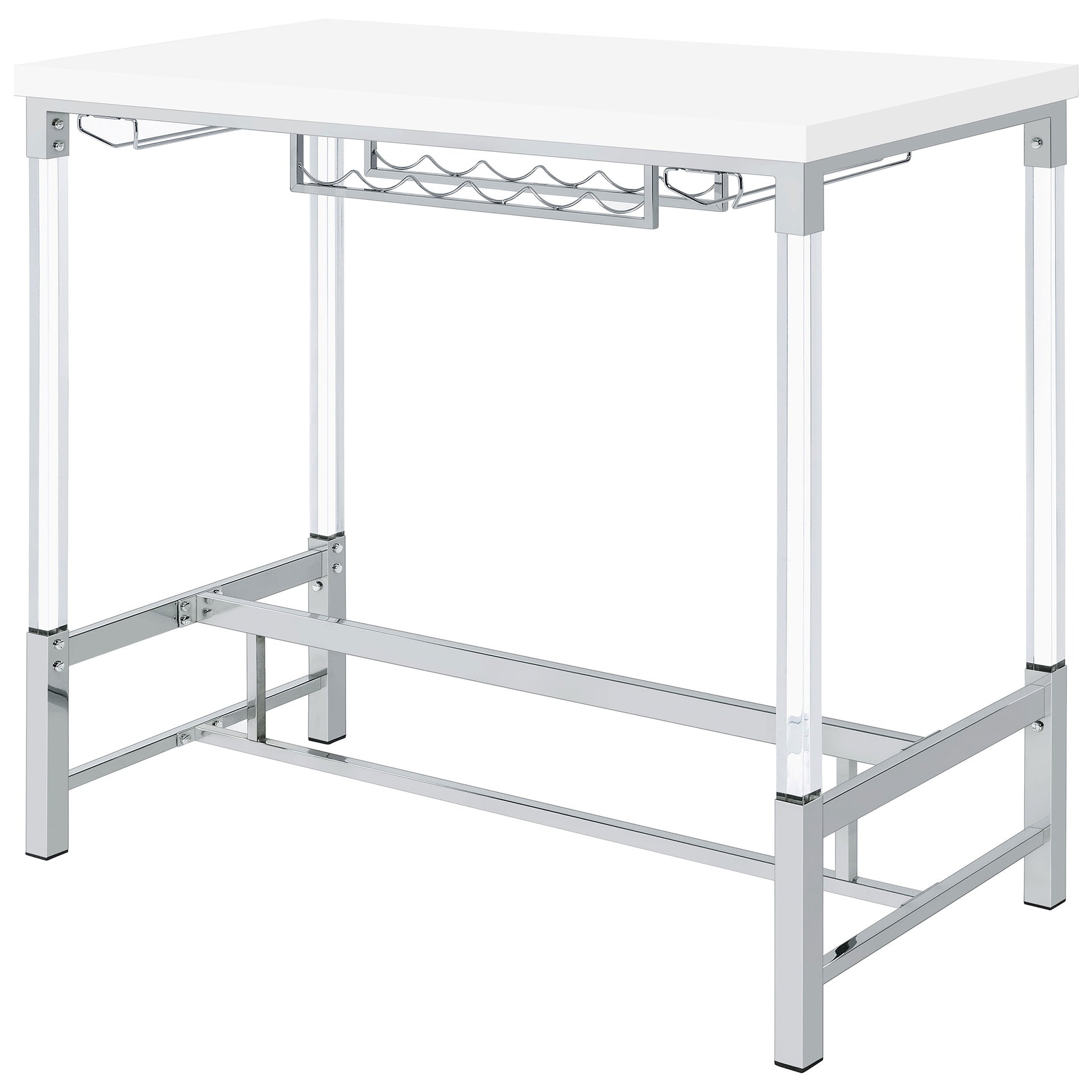 Tonneson White High Gloss 47-inch Acrylic Leg Bar Table