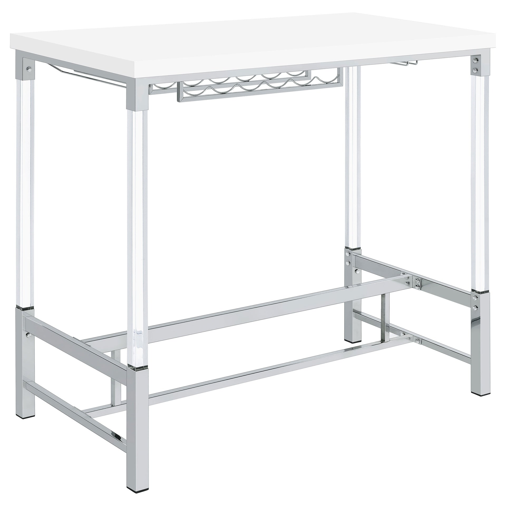 Tonneson White High Gloss 47-inch Acrylic Leg Bar Table