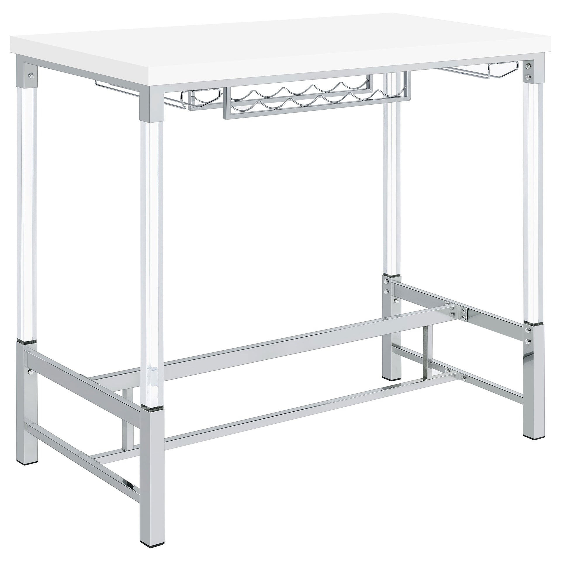 Tonneson White High Gloss 47-inch Acrylic Leg Bar Table