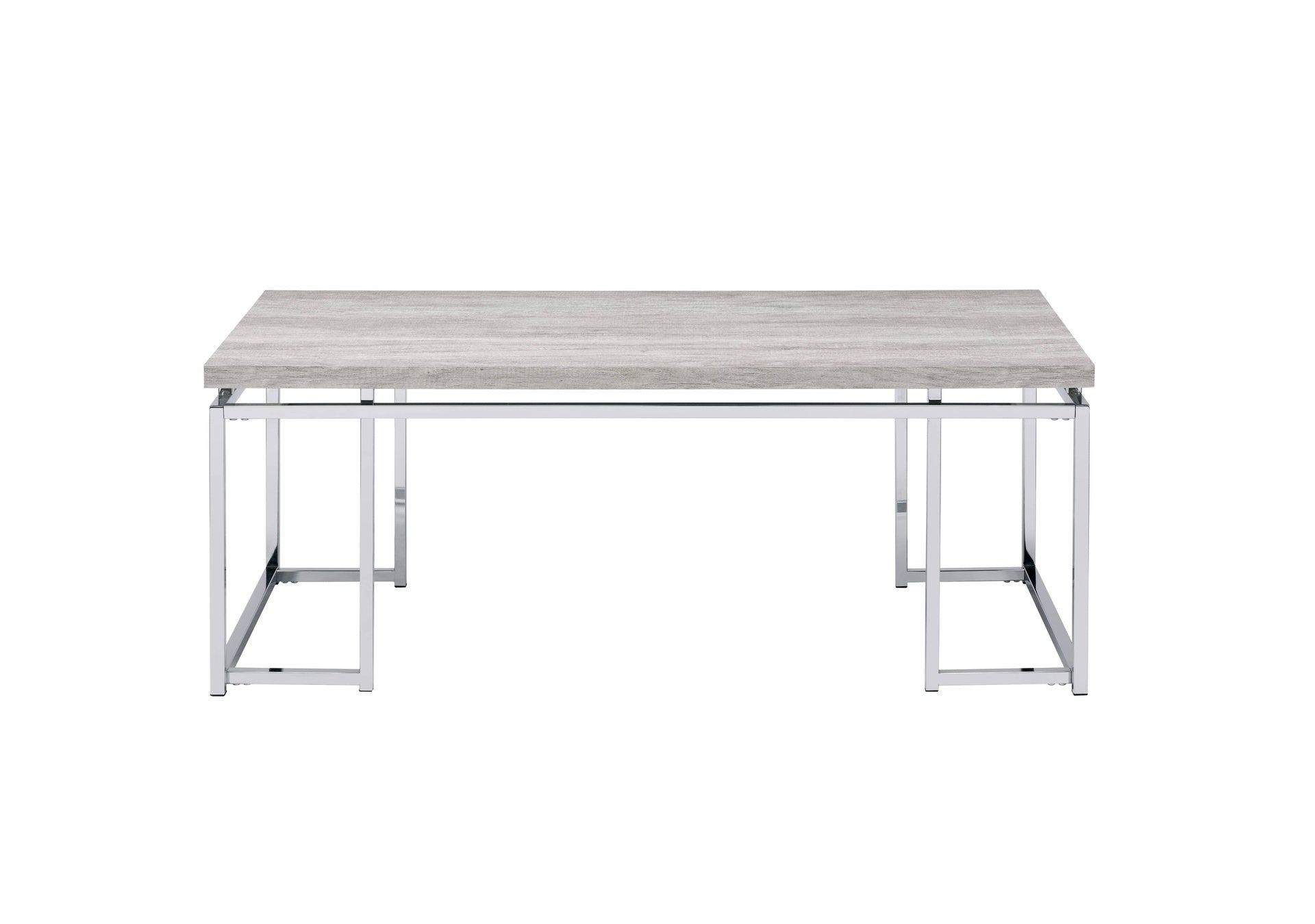 Natural Oak and Chrome Coffee Table with Metal Sled Base