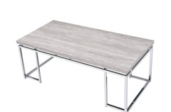 Natural Oak and Chrome Coffee Table with Metal Sled Base