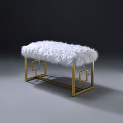 White and Gold Bench with Sled Base