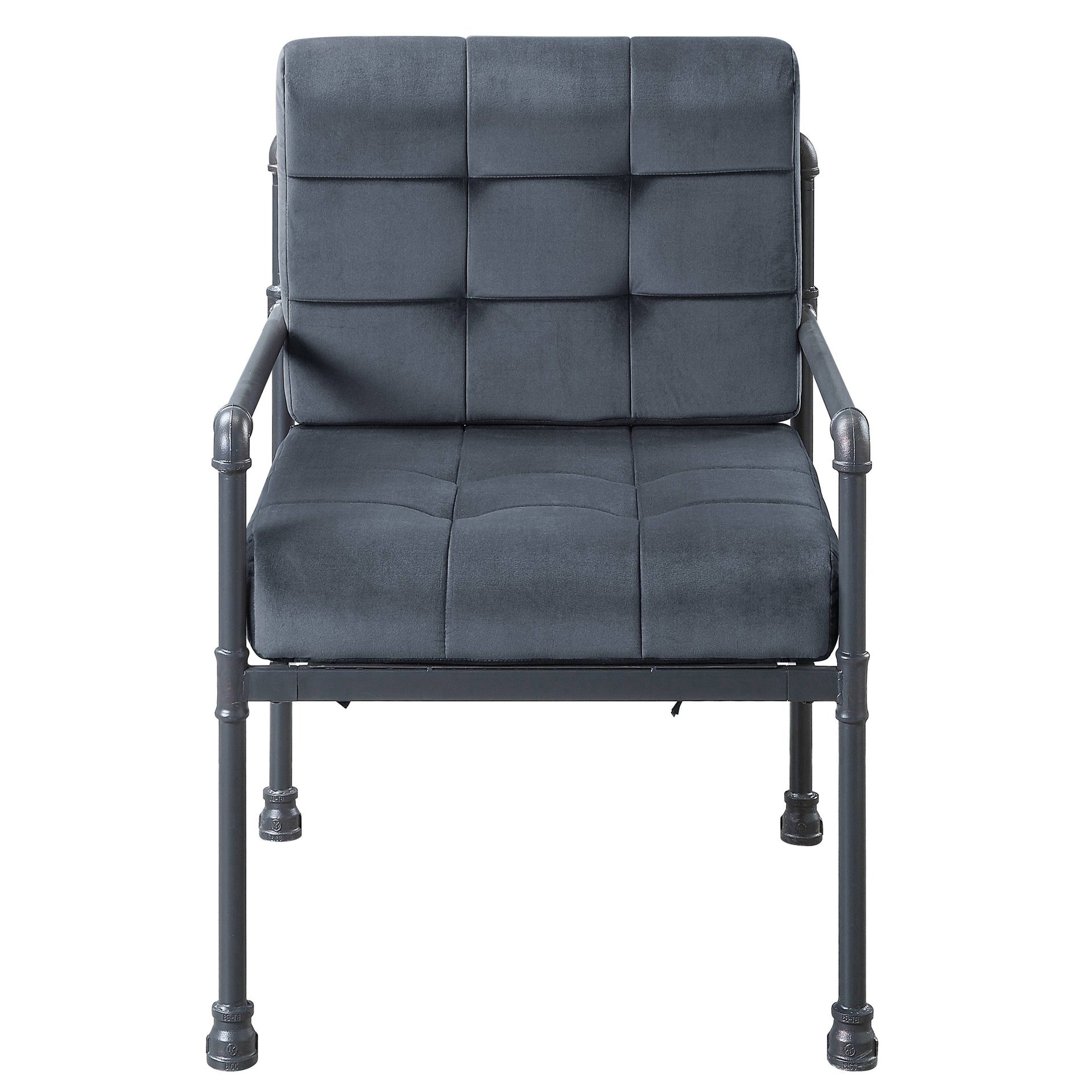 Grey and Sandy Grey Cushion Back Accent Chair